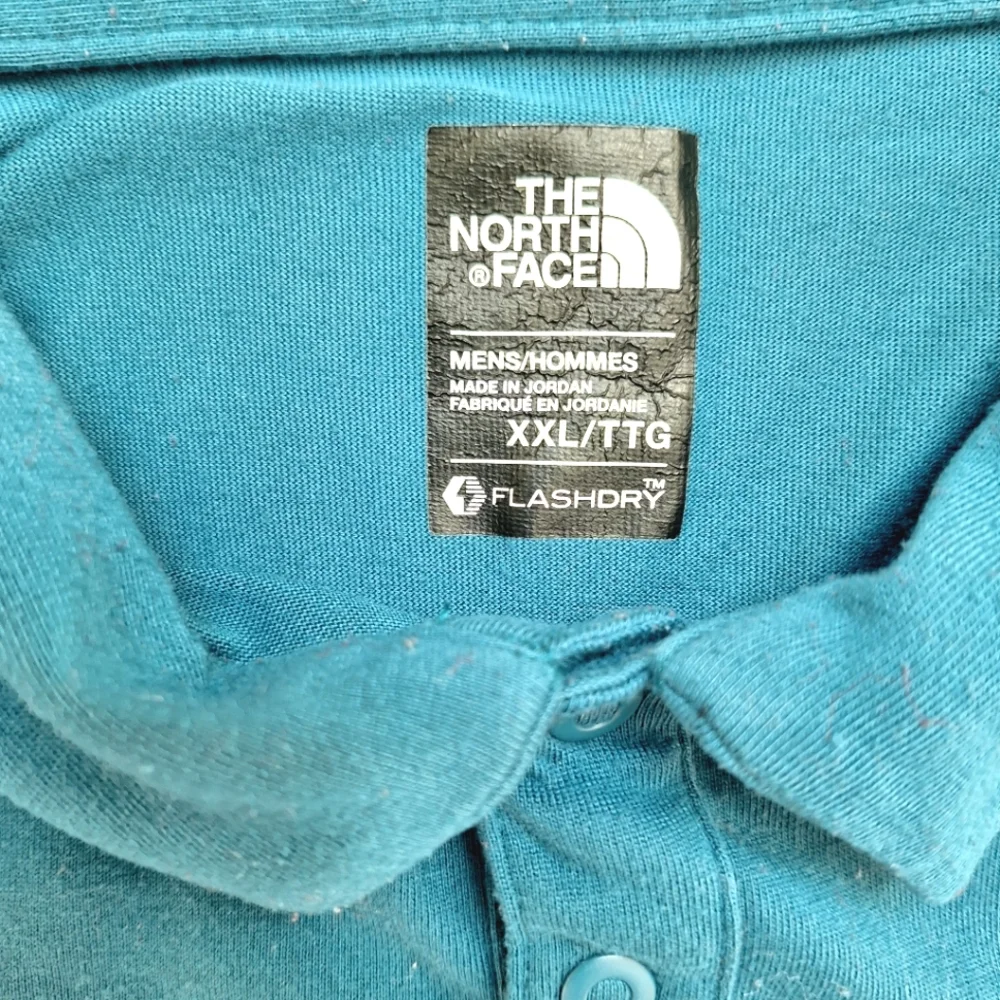 The North Face men's teal ble green short-sleeved polo shirt - size XXL